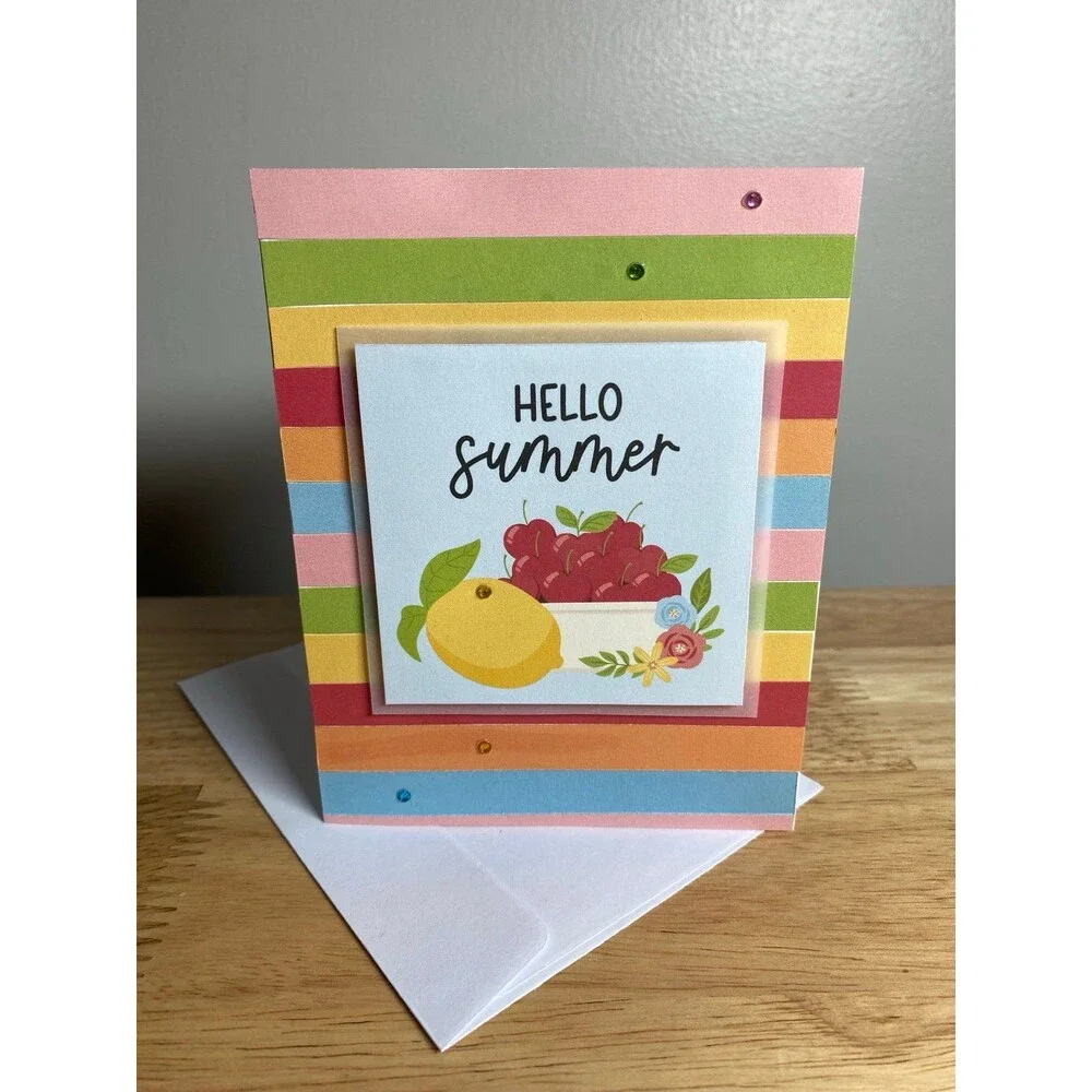 Handmade Summer Blank Greeting Card A2 & Envelope